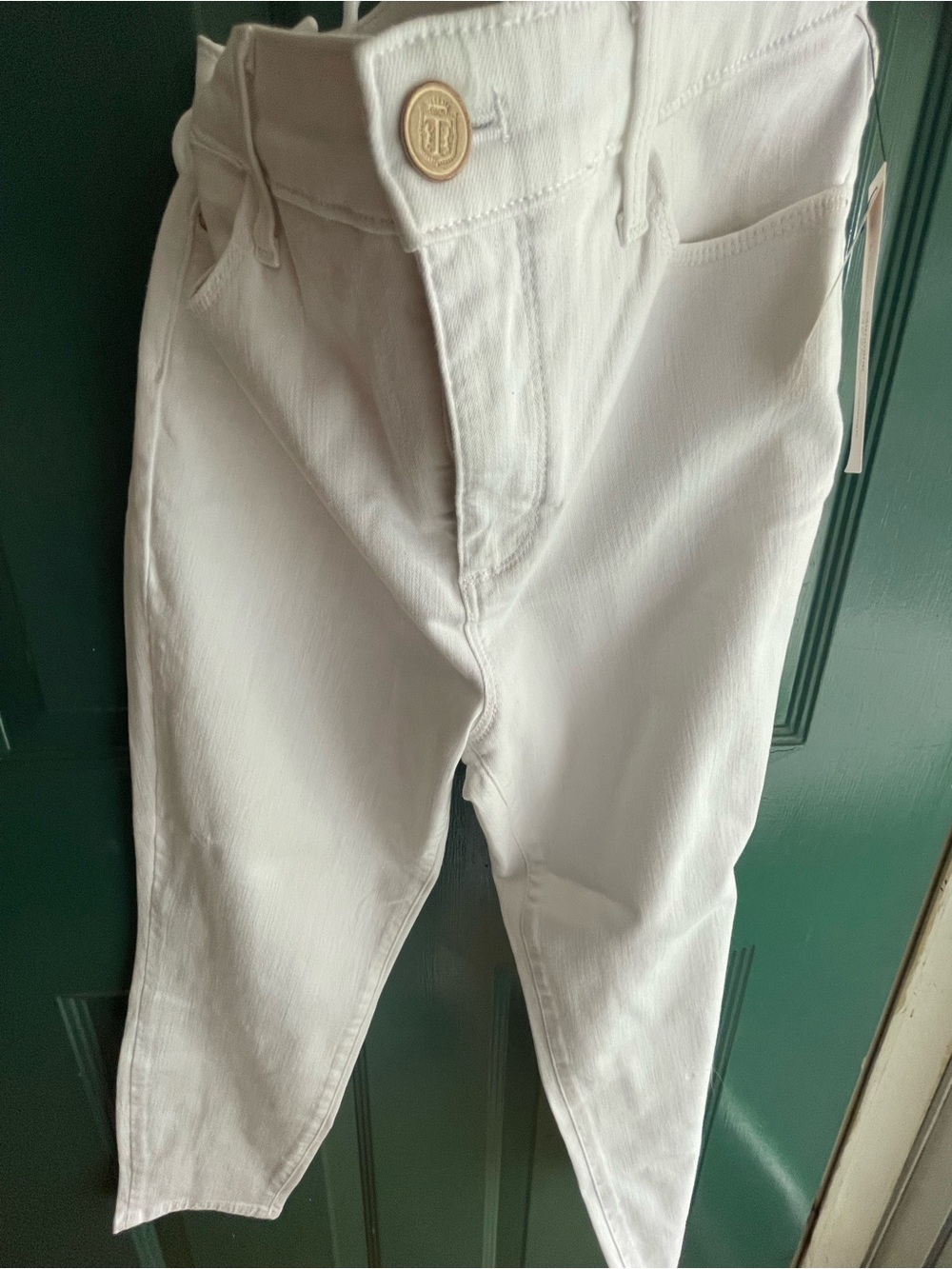 Talbots White Skinny Jeans with Gold Button